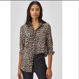 Michael Kors cheetah button‎ down blouse size Petite Medium
